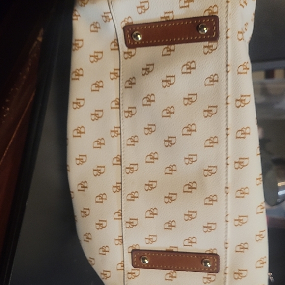 Dooney & Bourke Cream and Tan Logo Tote - Picture 5 of 7